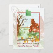 メリークリスマスユタレッドロックマウンテンズサウスウェスト シーズンポストカード (正面/裏面)