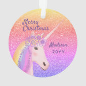 メリークリスマスユニコーンレインボーパステルモノグラムの オーナメント (裏面)