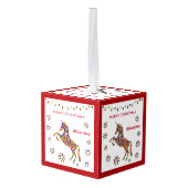 メリークリスマスユニコーン魔法のパーソナライズ キューブオーナメント (裏面アングル)