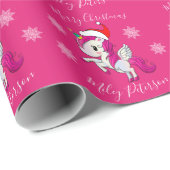 メリークリスマスユニコーン&スノーフレークパーソナライズされた ラッピングペーパー (ロールコーナー)