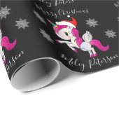 メリークリスマスユニコーン&スノーフレークパーソナライズされた ラッピングペーパー (ロールコーナー)