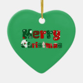 メリークリスマスユニセックス&キッズウェア セラミックオーナメント (正面)