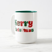 メリークリスマスユニセックス&キッズウェア ツートーンマグカップ (正面左)