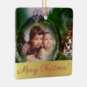 メリークリスマスユニークおもしろいボーブル写真枠 セラミックオーナメント (右)
