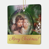 メリークリスマスユニークおもしろいボーブル写真枠 セラミックオーナメント (左)