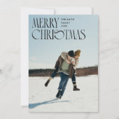 メリークリスマスユニークタイポグラフィ写真 シーズンカード (正面)