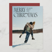 メリークリスマスユニークタイポグラフィ写真 シーズンカード (正面/裏面)