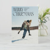 メリークリスマスユニークタイポグラフィ写真 シーズンカード (スタンド正面)