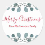 メリークリスマスユーカリの葉 ラウンドシール (正面)