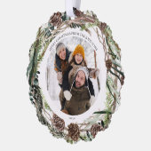 メリークリスマスユーカリプトゥスウィンターフォトリース オーナメントカード (左)