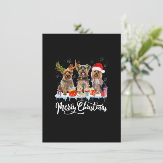 メリークリスマスヨークシャーテリアサンタトナカイL 招待状 (スタンド正面)