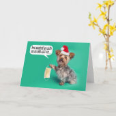 メリークリスマスヨークシャーテリアドッグ保持顔マスク カード (黄色い花)