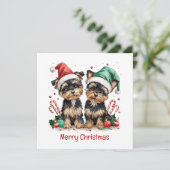 メリークリスマスヨークシャーテリア犬 シーズンカード (スタンド正面)