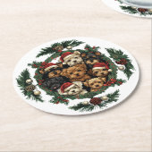 メリークリスマスヨークシャーテリア犬 ラウンドペーパーコースター (アングル)