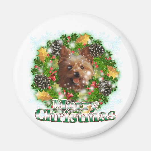 メリークリスマスヨークシャーテリア マグネット (正面)