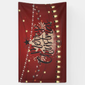 メリークリスマスライトとツリー 横断幕 (縦)