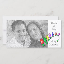 メリークリスマスライトカスタマイズ可能なフォトカード シーズンカード