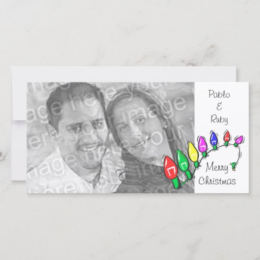 メリークリスマスライトカスタマイズ可能なフォトカード シーズンカード (正面)