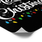 メリークリスマスライトサンタハットクリスマスファミリーメンズW ポスター (角)