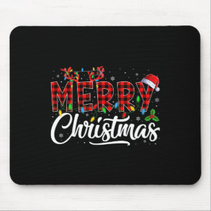 メリークリスマスライトサンタハットクリスマスファミリーメンズW マウスパッド