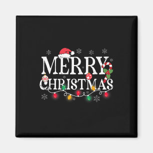 メリークリスマスライトサンタハットクリスマスファミリーメンズW マグネット
