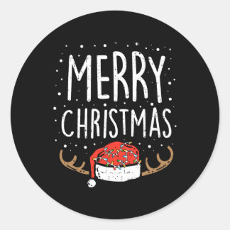 メリークリスマスライトサンタハットクリスマスファミリーメンズW ラウンドシール