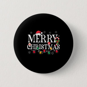 メリークリスマスライトサンタハットクリスマスファミリーメンズW 缶バッジ