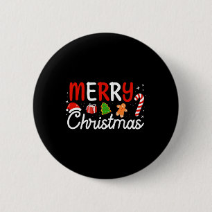 メリークリスマスライトサンタハットクリスマスファミリーメンズW 缶バッジ