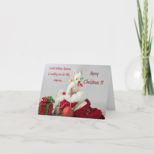 メリークリスマスライトサンタブルドフランスのッグカード カード (正面)