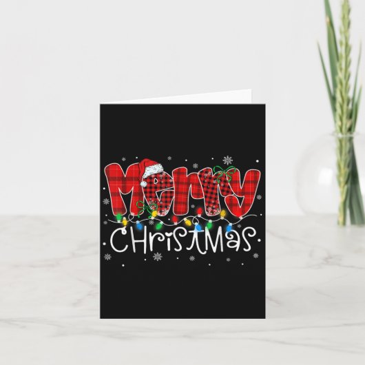 メリークリスマスライトサンタ帽子クリスマス家族おそろい カード (正面)