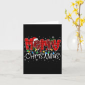 メリークリスマスライトサンタ帽子クリスマス家族おそろい カード (黄色い花)
