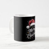 メリークリスマスライトサンタ帽子クリスマス家族 コーヒーマグカップ (正面左)