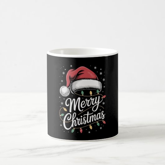 メリークリスマスライトサンタ帽子クリスマス家族 コーヒーマグカップ (中央)