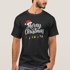 メリークリスマスライトサンタ帽子ファミリー Tシャツ