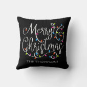メリークリスマスライトスクリプトパーソナライズされた名 クッション (裏面)