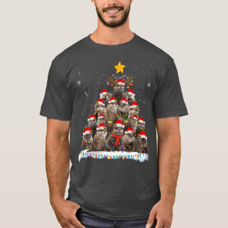メリークリスマスライトツリーオッタサンタデコレーション Tシャツ