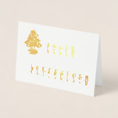 メリークリスマスライトフォント、木、詩、座toZ 箔カード (正面)