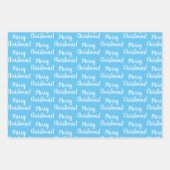 メリークリスマスライトブルー三角形 ラッピングペーパーシート (正面2)