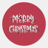 メリークリスマスライトホリデーエンベロープステッカー ラウンドシール (正面)