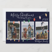 メリークリスマスライトミッドナイトブルー写真 シーズンカード (正面)
