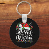 メリークリスマスライトレッドサンタハットクリスマスファミリーM キーホルダー (正面)