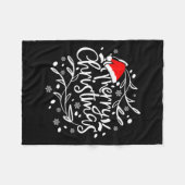 メリークリスマスライトレッドサンタハットクリスマスファミリーM フリースブランケット (正面(横))
