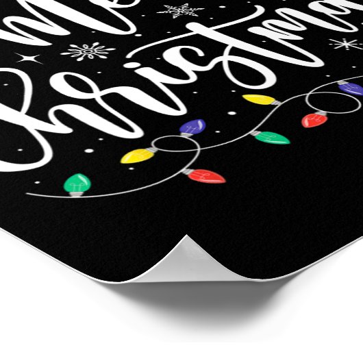 メリークリスマスライトレッドサンタハットクリスマスファミリーM ポスター (角)