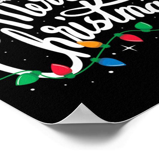 メリークリスマスライトレッドサンタハットクリスマスファミリーM ポスター (角)