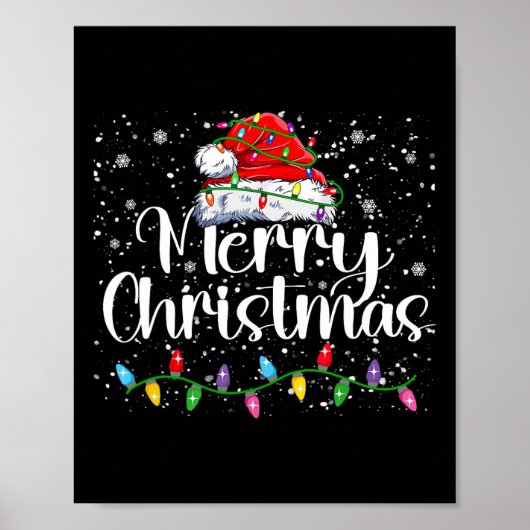 メリークリスマスライトレッドサンタハットクリスマスファミリーM ポスター (正面)