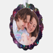 メリークリスマスライト写真テンプレート オーナメントカード (左)