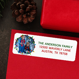 メリークリスマスライト写真可愛い差出人住所 ラベル