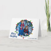 メリークリスマスライト家族の写真かわいいモダン シーズンカード (正面)