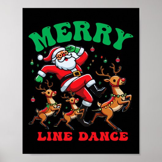 メリークリスマスラインダンスライン踊りサンタと ポスター (正面)