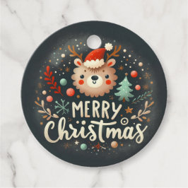 メリークリスマスラインデアメッセージカード フェイバータグ